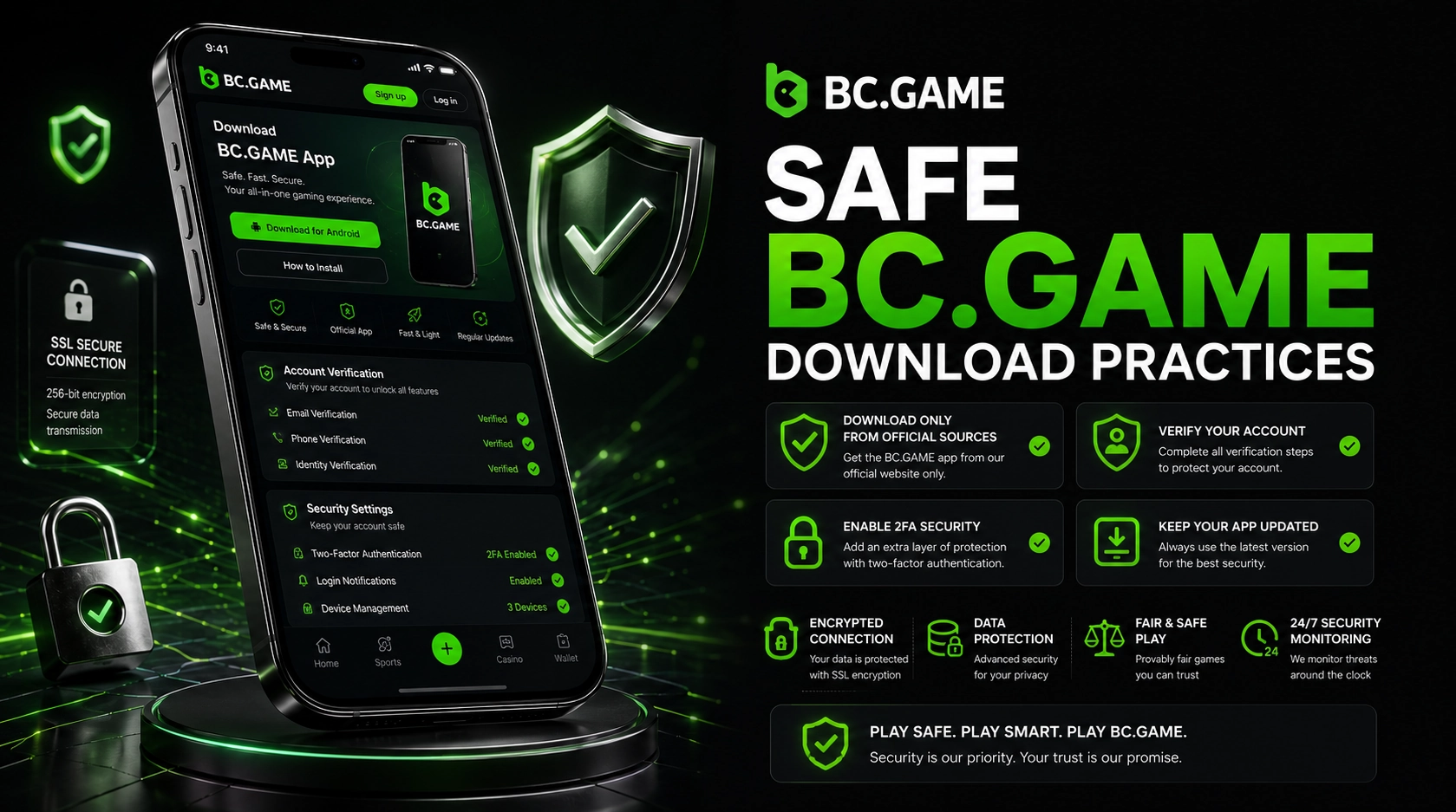 bc game bc game casino bc game game bc game games bc game gambling bc game betting bc game bet bc game sports betting bc game online casino bc game login bc game app bc game betting app bc game mines bc game monthly bonus bc game app login bc game downloadTrust-focused visual concept featuring subtle glowing security shield icons, verified checkmarks, secure connection indicators, account protection symbols, encrypted data graphics, and authentication elements surrounding the smartphone. Clean and professional layout emphasizing safety, legitimacy, and responsible platform access.Dark luxury background with BC.GAME signature green neon highlights, elegant black gradient, abstract 3D geometric shapes, soft volumetric lighting, and modern cybersecurity-inspired visual effects. Minimal composition with strong negative space and premium branding aesthetics.Photorealistic smartphone render, glossy metallic frame, realistic reflections, cinematic studio lighting, ultra-detailed mobile interface, high-end fintech and iGaming design, luxury technology presentation, sharp focus, depth of field, premium commercial advertising style, conversion-focused landing page hero image, 8K quality.Negative Prompt: casino chips, jackpot explosions, excessive gold coins, crowded composition, multiple smartphones, blurry text, distorted screens, low resolution, watermark, cartoon style, illustration, oversaturated colors, poor typography, unrealistic proportions, cluttered background, low-quality render.